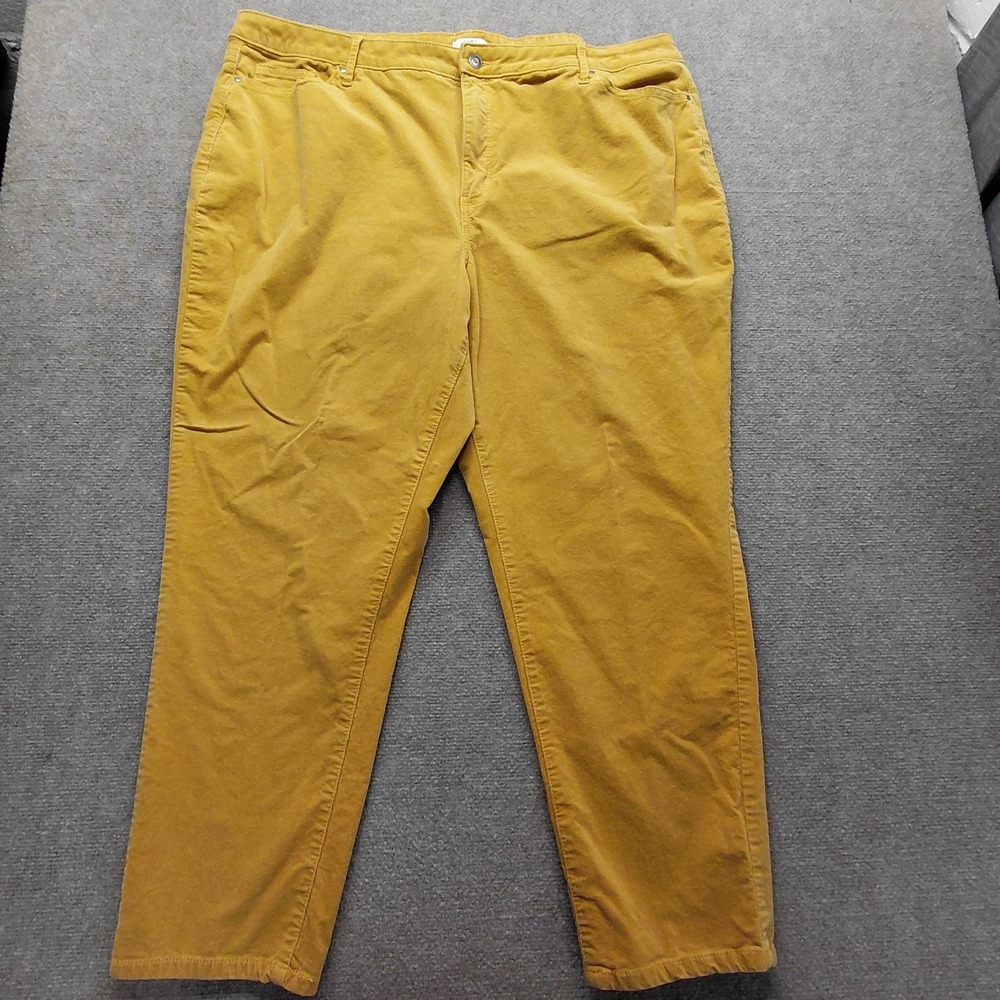 Croft & Barrow Mustard Yellow Corduroy Pants Womens Plus Size 24W Pockets - Picture 2 of 9